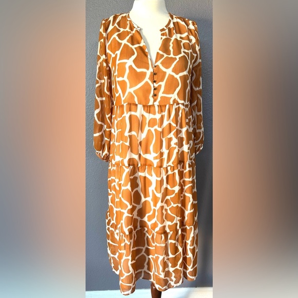 Ann Taylor Orange Long Sleeve Dress - Picture 3 of 11